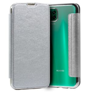 Capa com Cobertura Huawei P40 Lite Couro Prateado