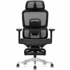 Cadeira de mesa ergonômica de malha Owlotech Luxa com apoio para os pés preta