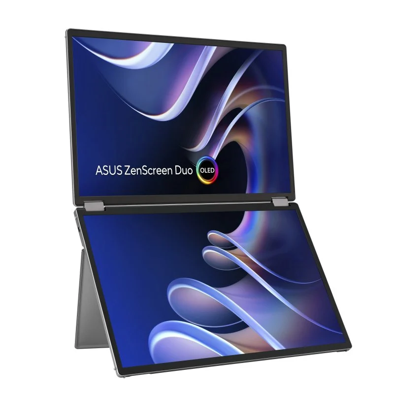 ASUS ZenScreen Duo OLED MQ149CD 14″ 1920x1200 OLED 1ms Painel Brilhante Prateado Duplo Ecrã - Image 1
