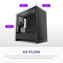 NZXT H3 Flow Midi Tower Micro-ATX com Vidro Temperado Preta - Thumbnail Image 2
