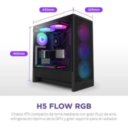 NZXT H5 Flow RGB 2024 Midi Tower E-ATX USB-C Preta - Thumbnail Image 4