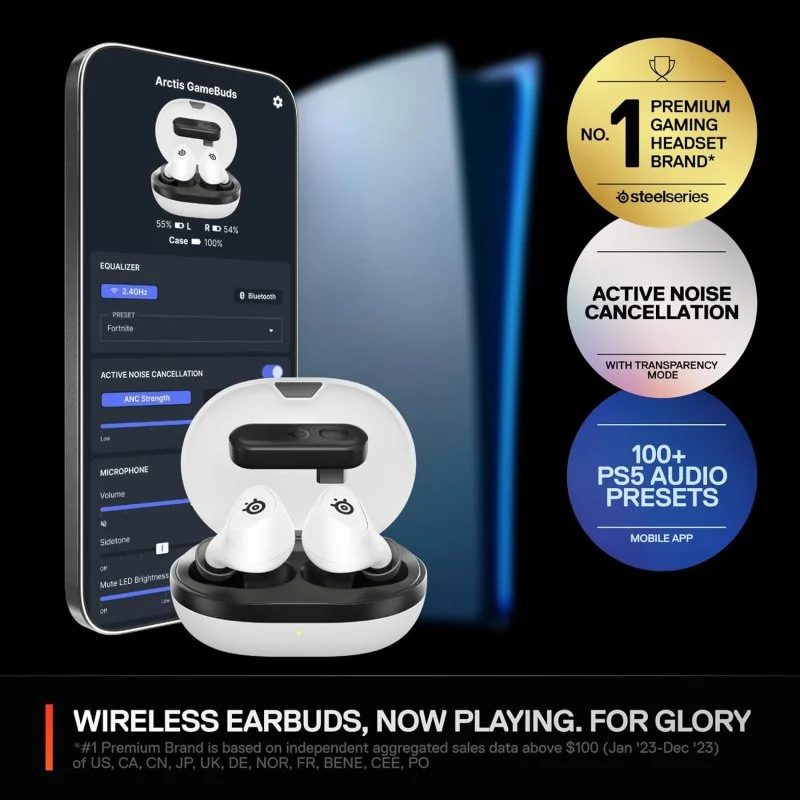 SteelSeries Arctis GameBuds Bluetooth PS5 Brancos - Image 5