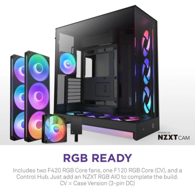 NZXT H9 Flow RGB+ Caixa E-ATX com Vidro Temperado e Iluminação RGB Preta - Image 3