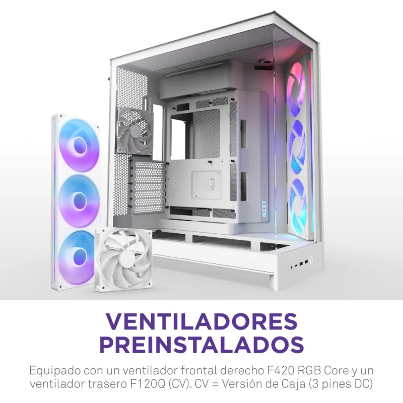 NZXT H9 Flow RGB Caixa E-ATX com Vidro Temperado e 3x Ventoinhas 140mm RGB Branca - Image 2
