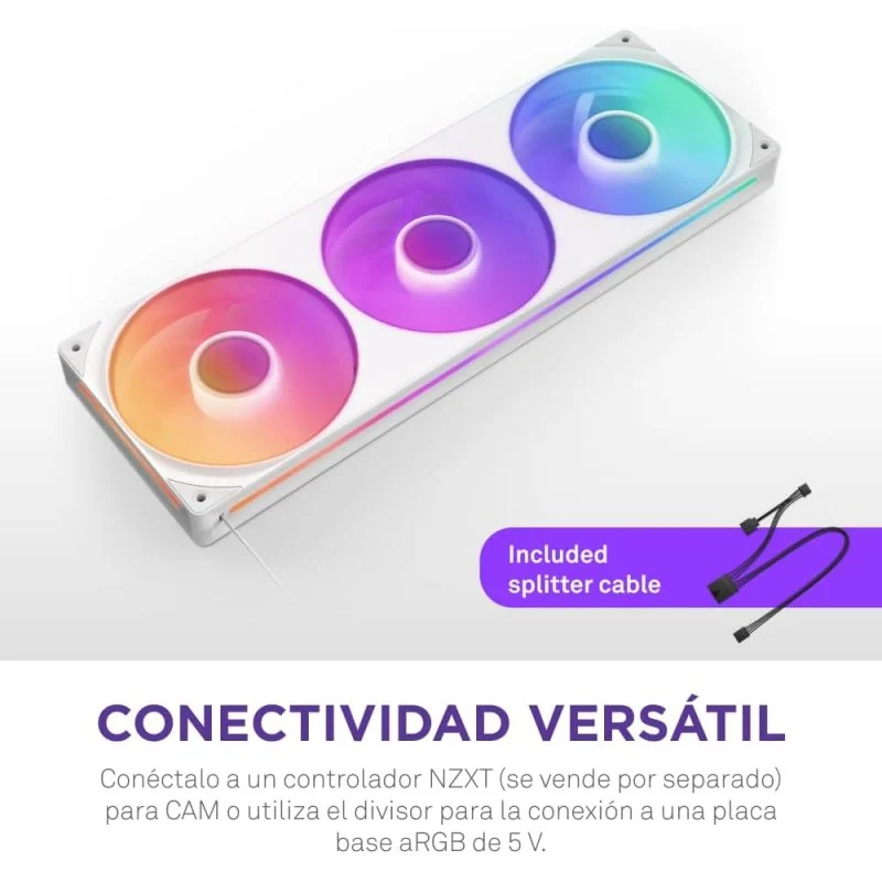 NZXT F360 RGB Core Bloco de Ventoinhas 360mm Branco - Image 3
