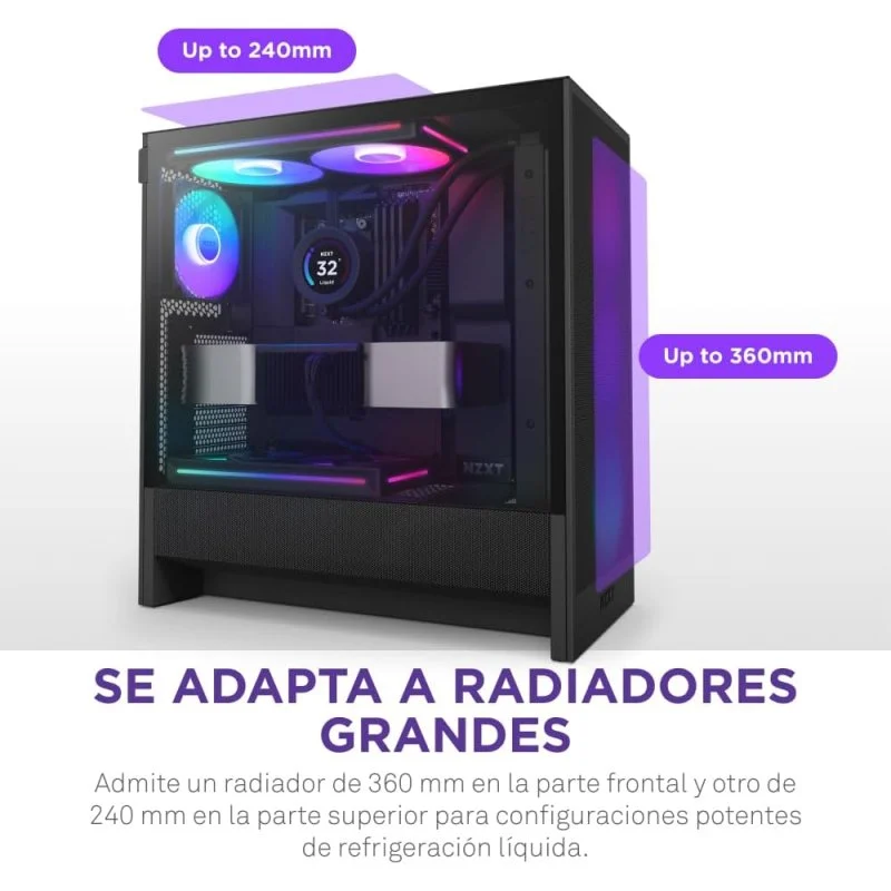 NZXT H5 Flow RGB 2024 Midi Tower E-ATX USB-C Preta - Image 2