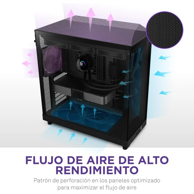 NZXT H6 Flow RGB Mid Tower Vidro Temperado USB-C Preta - Image 5