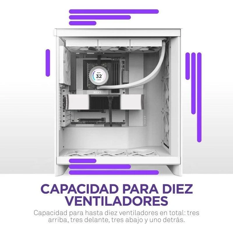 NZXT H7 Flow 2024 Vidro Templado USB 3.2 Branca - Image 5