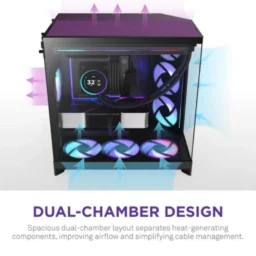 NZXT H9 Flow RGB+ Caixa E-ATX com Vidro Temperado e Iluminação RGB Preta - Thumbnail Image 5