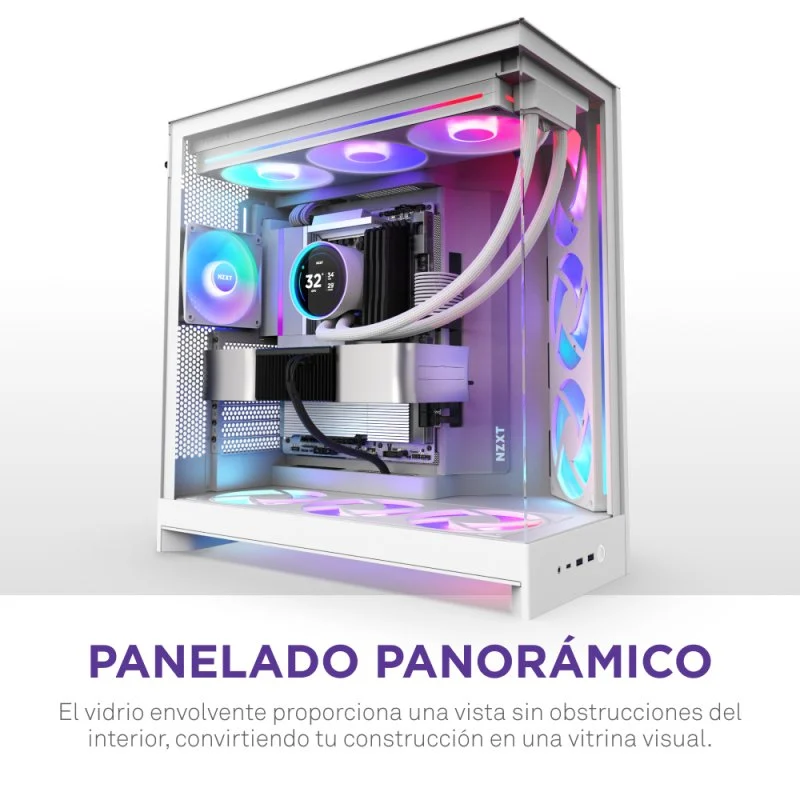 NZXT H9 Flow RGB Caixa E-ATX com Vidro Temperado e 3x Ventoinhas 140mm RGB Branca - Image 5