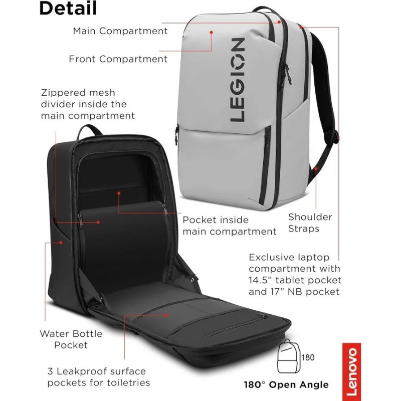 Lenovo Legion 17" GB800 Resistente à Água 21L Cinzenta - Image 6