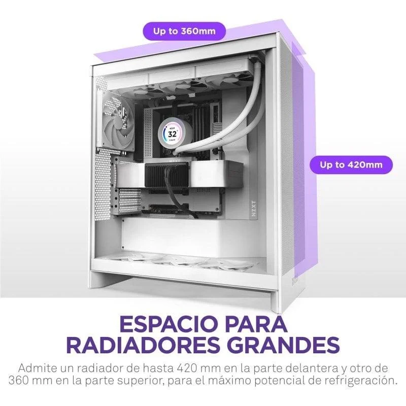 NZXT H7 Flow 2024 Vidro Templado USB 3.2 Branca - Image 7
