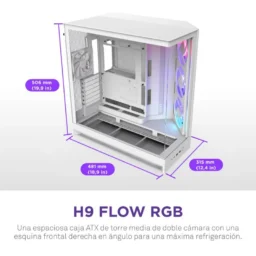 NZXT H9 Flow RGB Caixa E-ATX com Vidro Temperado e 3x Ventoinhas 140mm RGB Branca - Thumbnail Image 6