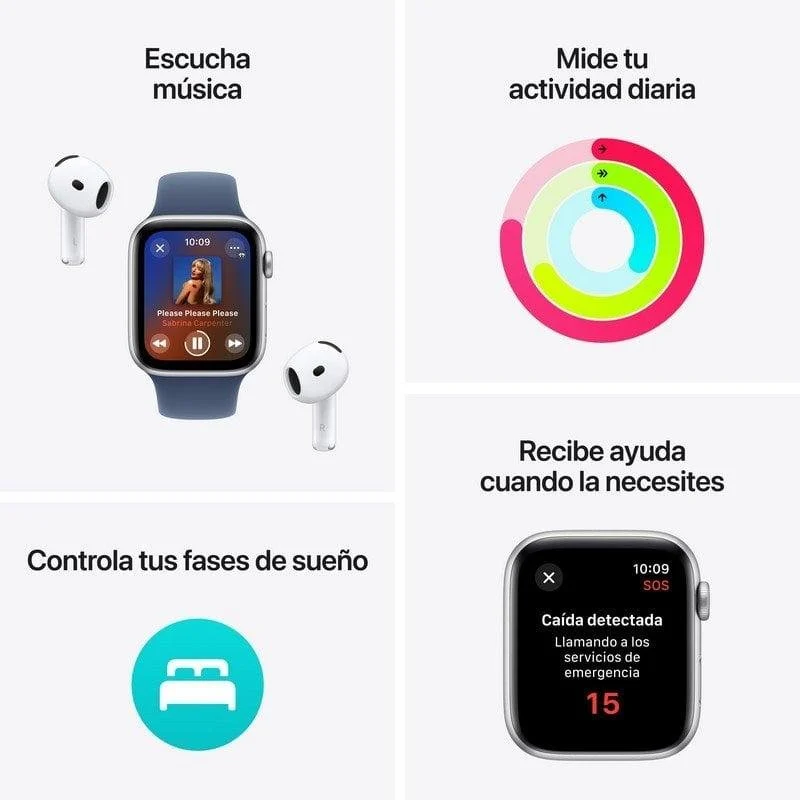 Apple Watch SE GPS NFC 44mm OLED Alumínio Caixa e Pulseira Meia-noite M/L Resistente à água - Image 4