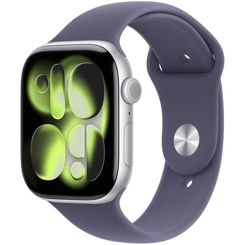 Apple Watch Series 11 GPS + Cellular 5G 46mm Retina OLED Prata Correia Roxa S/M Resistente à Água IP6X - Image 1
