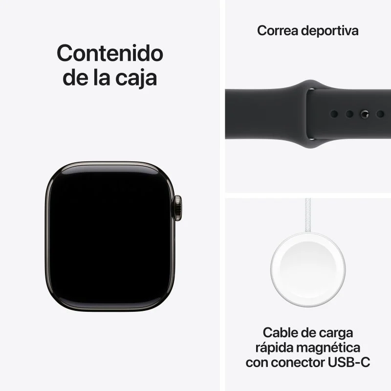 Apple Watch Series 11 GPS + Cellular 5G 46mm Retina OLED Titânio Cinza/Preto M/L Resistente Água IP6X SpO2 Pulsómetro Monitor Sono SOS - Image 3