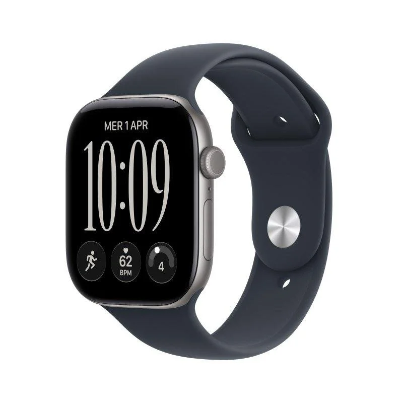 Apple Watch Series 12 GPS 46mm Alumínio Cinzento com Bracelete Desportiva Azul Marinho S/M - Image 1