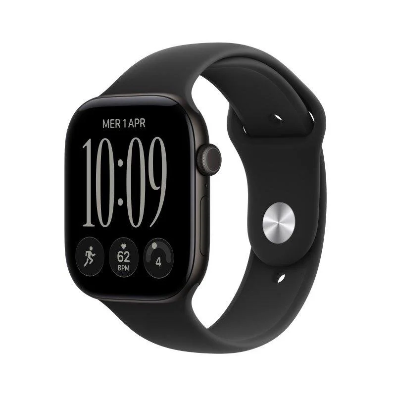 Apple Watch Series 12 GPS 46mm Caixa Alumínio Preto Bracelete Desportiva Preto M/L - Image 1