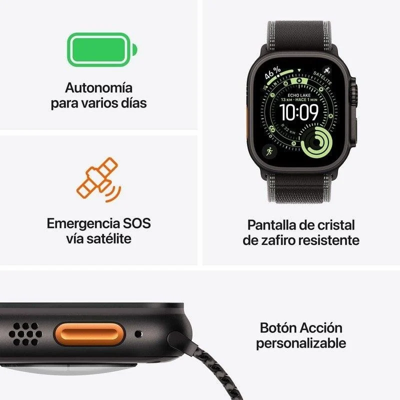 Apple Watch Ultra 3 GPS + Cellular 49mm OLED Titânio Preto L Resistente à Água 10ATM+IP6X SpO2 - Image 3