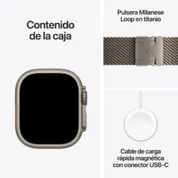 Apple Watch Ultra 4 GPS + Cellular 49mm Titânio Natural com Milanese Loop Bracelete resistente à água - Thumbnail Image 3