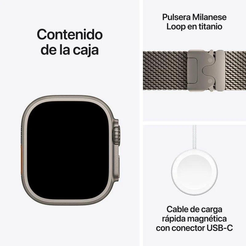 Apple Watch Ultra 4 GPS + Cellular 49mm Titânio Natural com Milanese Loop Bracelete resistente à água - Image 3