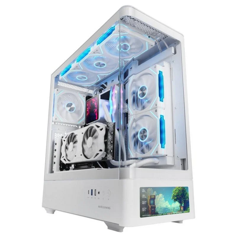 Mars Gaming MC-LCDPRO Caixa ATX Ecrã IPS LCD 7,2" Branca - Image 1