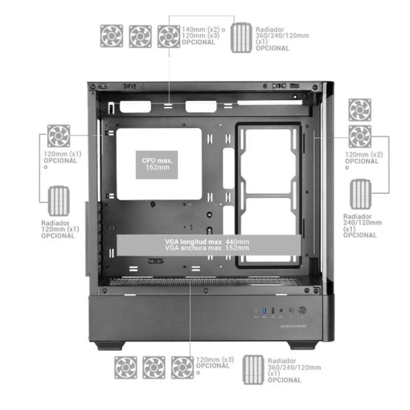 Mars Gaming MC-LCDPRO Caixa ATX Ecrã IPS LCD 7,2" Branca - Image 6