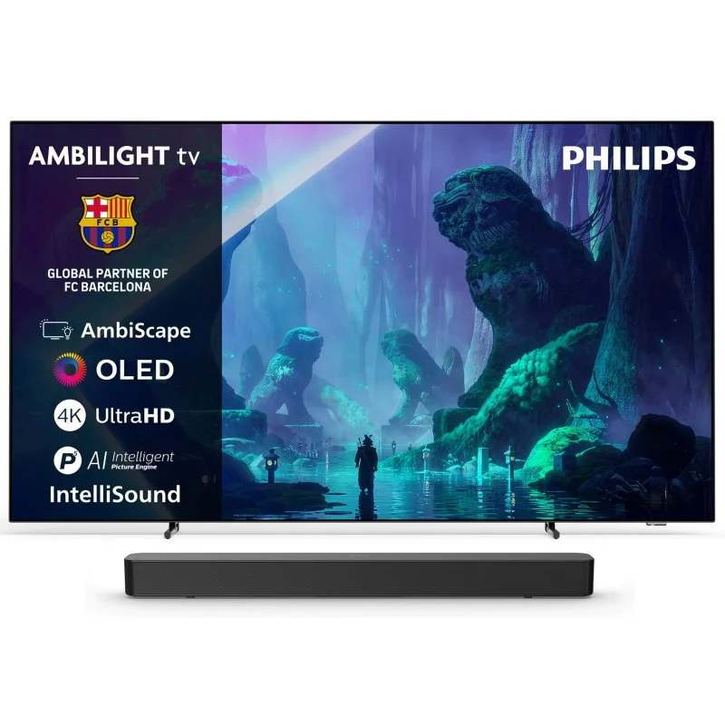 Philips OLED 65OLED801 65 4K UltraHD 120Hz Smart TV Titan OS HDR10+ Ambilight Barra Som - Image 1
