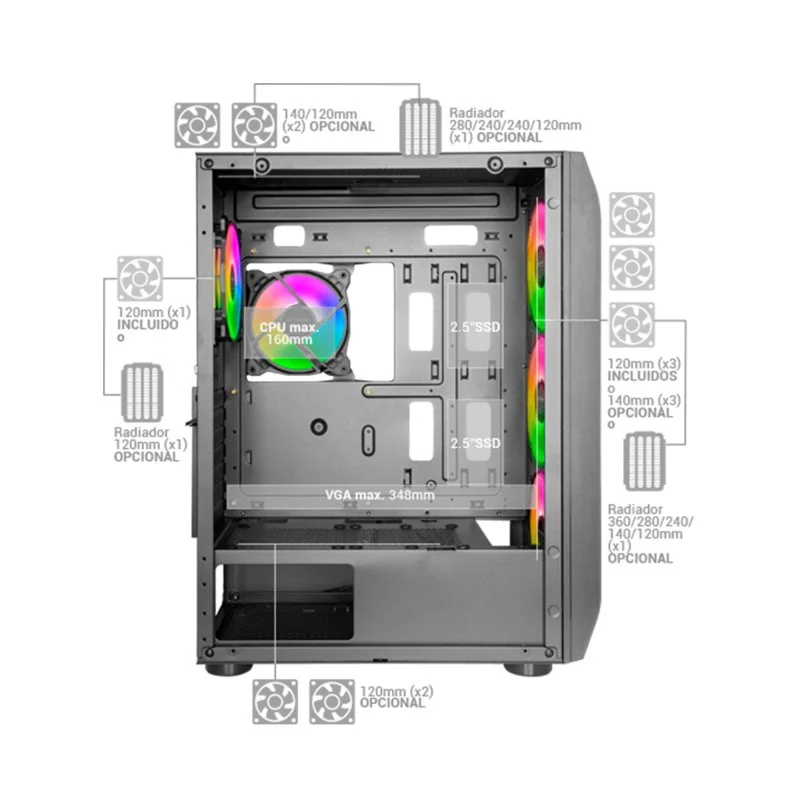 Mars Gaming MC-KX ARGB Vidro Temperado USB 3.0 Preta - Image 4