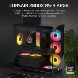 Caixa Micro-ATX CORSAIR 2800X RS-R ARGB Preta - Thumbnail Image 2