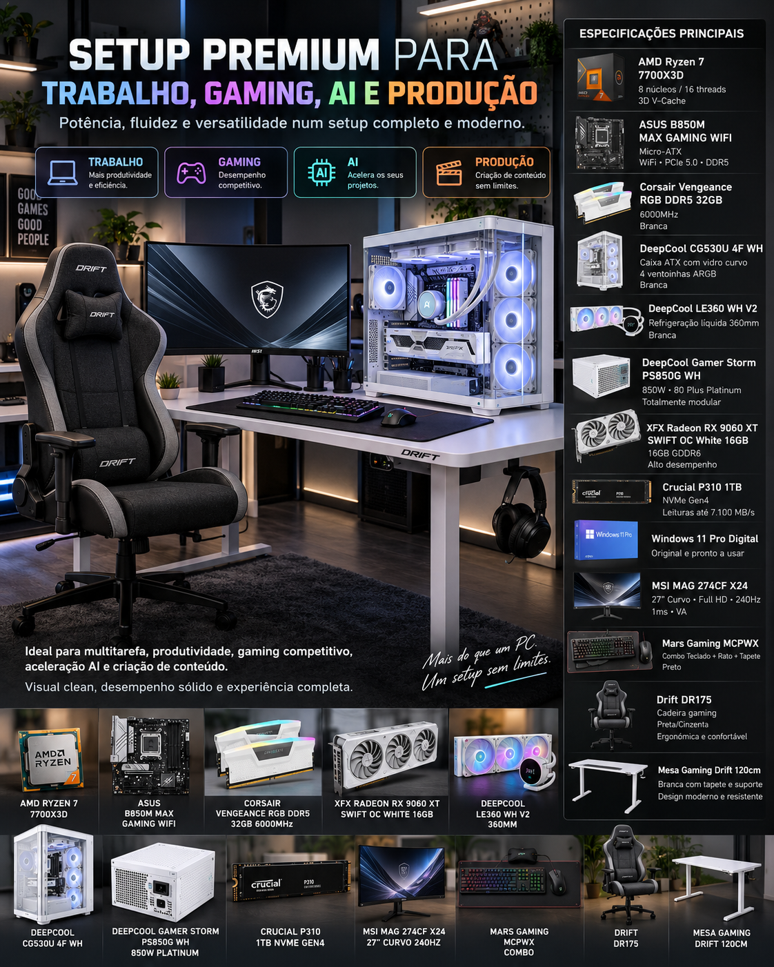 ISG Akoya - Ryzen 7 7800X3D/Corsair 32GB 6000/M.2 1TB/XFX RX9060XT 16GB - Image 1