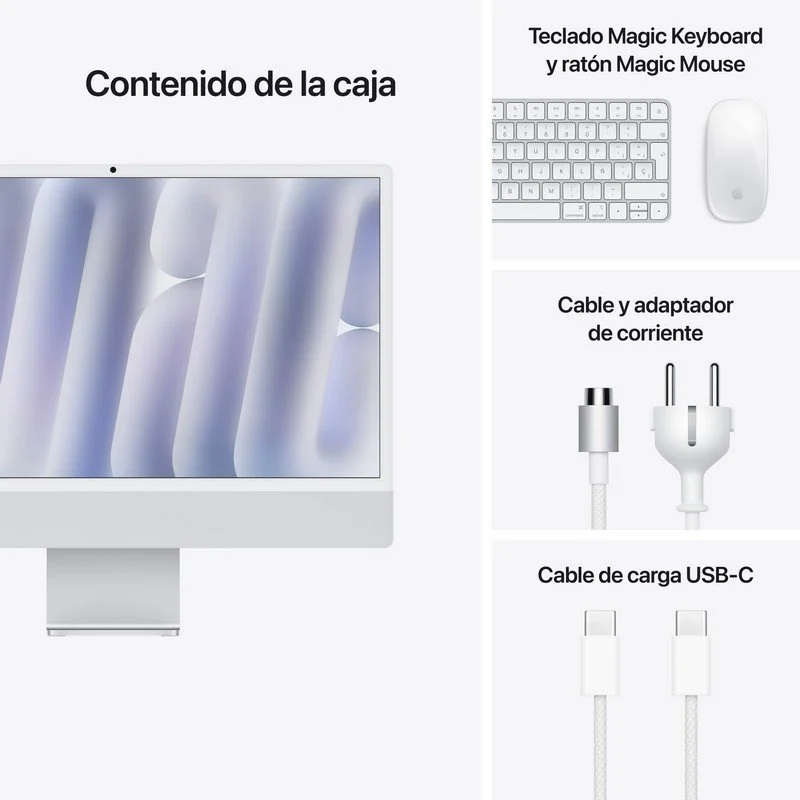 Apple iMac 24 Apple M4 10 Núcleos/16GB/256GB SSD/GPU 10 Núcleos/24" Retina Nano Texture 4.5K Prateado - Image 6