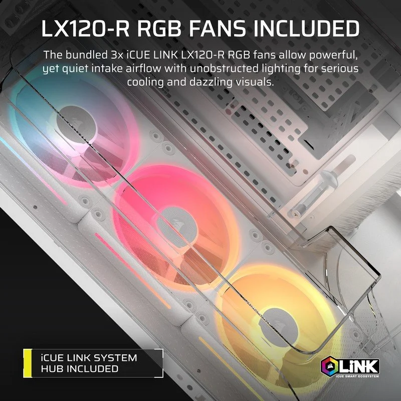 Corsair AIR 5400 LX-R Link RGB Caixa E-ATX com Câmara Tripla - Image 6