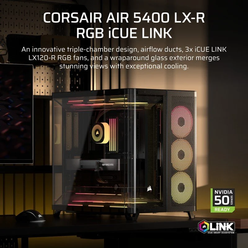 Corsair AIR 5400 LX-R Link RGB E-ATX com Câmara Tripla - Image 2