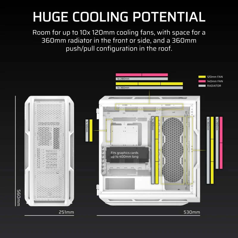Corsair 5000T Mid Tower E-ATX Vidro Temperado USB-C Branca - Image 3