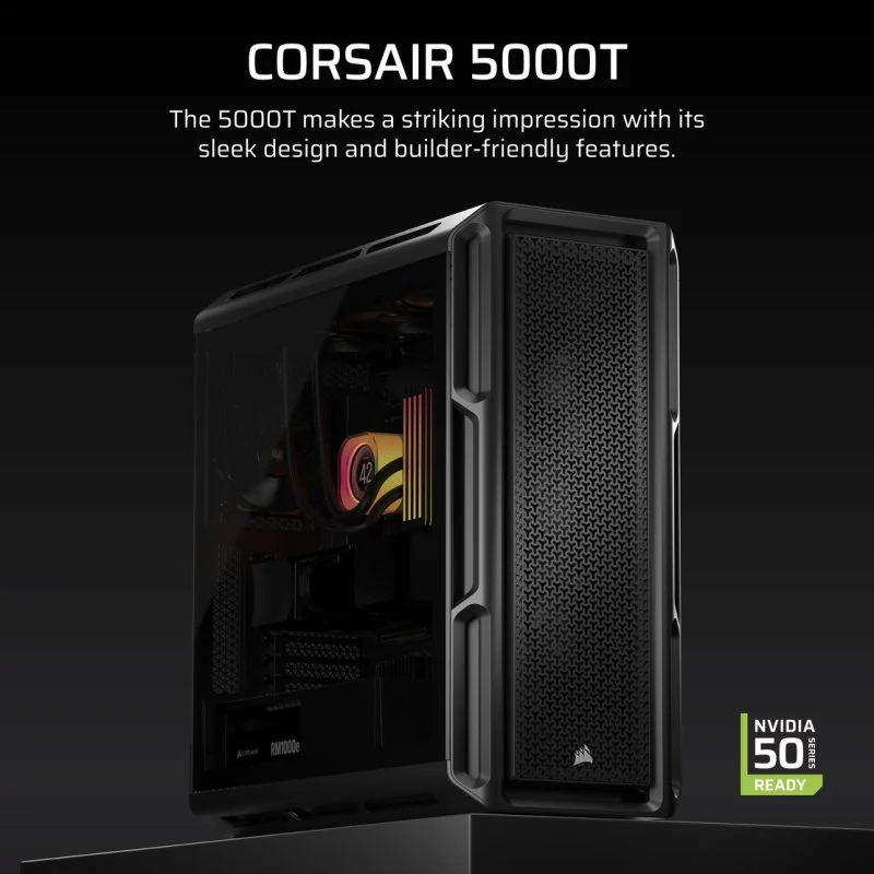 Corsair 5000T Mid Tower E-ATX Vidro Temperado USB-C Preta - Image 2
