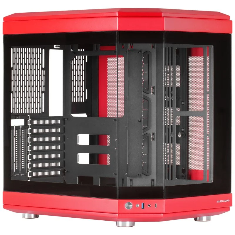 Mars Gaming MC-3T SemitorreATX 3xSlots PCI Verticais Vermelha - Image 1
