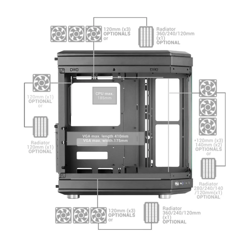 Mars Gaming MC-3T SemitorreATX 3xSlots PCI Verticais Vermelha - Image 6