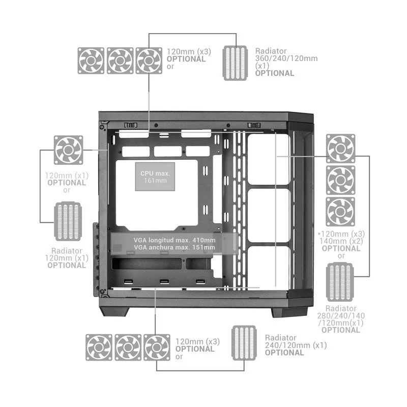Mars Gaming MC-3TCORE Semitorre ATX USB-C Preta - Image 6