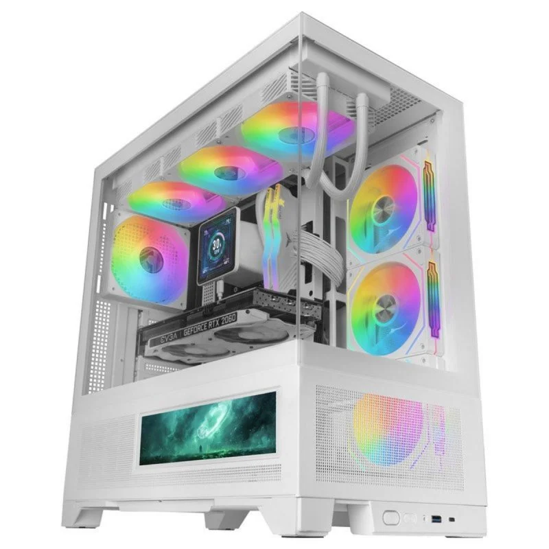 Mars Gaming MC-LCDX Caixa ATX Mesh e Ecrã IPS 9.16" Branca - Image 1