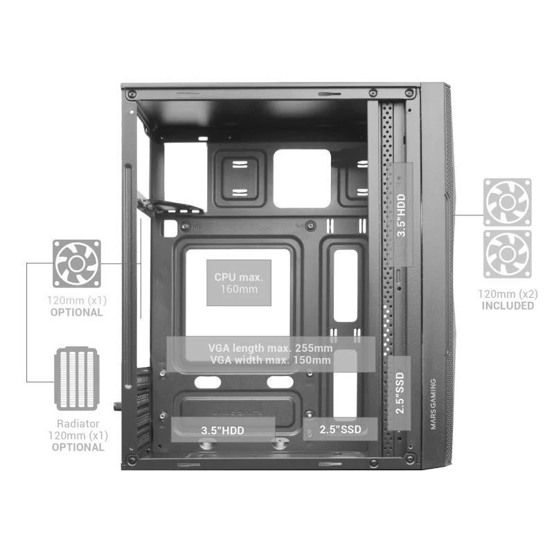 Mars Gaming MC-ME Mini-Torre FRGB USB 3.0 Preta - Image 6