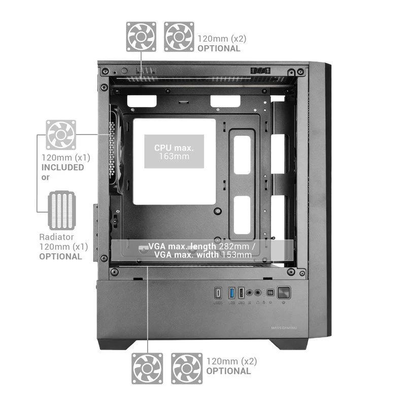 Mars Gaming MC-VECTOR Micro-ATX Mini-ITX 4x 120mm ARGB - Image 8