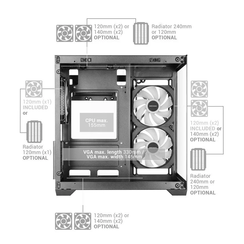 Mars Gaming MC-VIEW3 MicroATX Vidro Temperado ARGB - Image 7