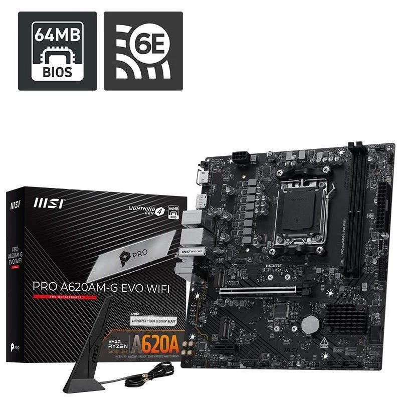 MSI PRO A620AM-G EVO AM5 DDR5 micro ATX WiFi 6E 2.5G - Image 2